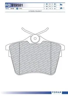 FO919581 KLOCKI HAMULCOWE PEUGEOT 407 1,6-3,0 2004>/ 607 2,0-3,0 2000> TYL FOMAR FOMAR подбор по vin на Brocar