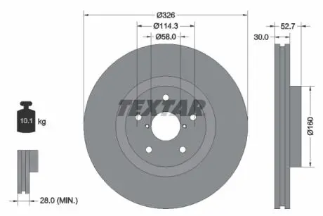 92194303 Гальмівний диск TEXTAR підбір по vin на Brocar