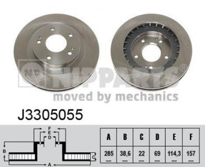 J3305055 Тормозной диск NIPPARTS подбор по vin на Brocar