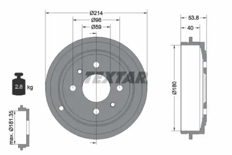 94014800 Тормозной барабан TEXTAR подбор по vin на Brocar