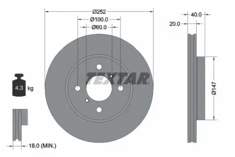 92292903 Диск гальмівнийPRZ SUZUKI SWIFT 10- TEXTAR підбір по vin на Brocar