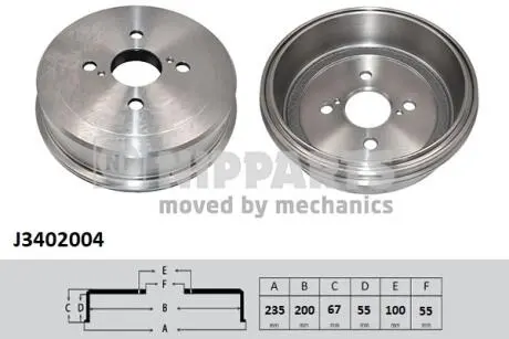 J3402004 ТОРМОЗНЫЕ БАРАБАНЫ NIPPARTS подбор по vin на Brocar