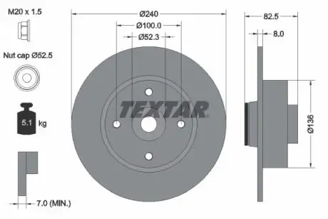 92154400 Гальмівний диск TEXTAR підбір по vin на Brocar