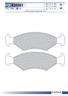 FO430981 Колодки тормозные дисковые FOMAR подбор по vin на Brocar
