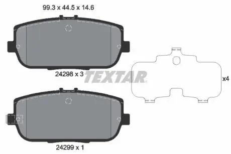 2429801 Гальмівні колодки, дискове гальмо (набір) TEXTAR підбір по vin на Brocar