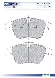 FO927181 KLOCKI HAMULCOWE FORD GALAXY MONDEO S-MAX VOLVO S60 S80 KPL FOMAR FOMAR подбор по vin на Brocar