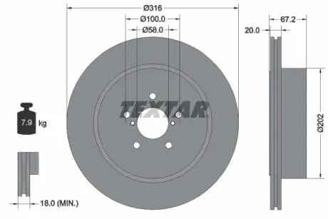 92173703 Гальмівний диск TEXTAR підбір по vin на Brocar