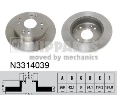 N3314039 Тормозной диск NIPPARTS подбор по vin на Brocar