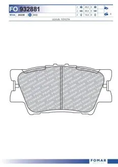 FO932881 Колодки тормозные дисковые FOMAR подбор по vin на Brocar
