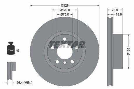 92257103 TARCZA HAMULCOWA 328X28 V 5-OTW BMW X3 F25 10> PRZOD SZT TEXTAR TEXTAR підбір по vin на Brocar