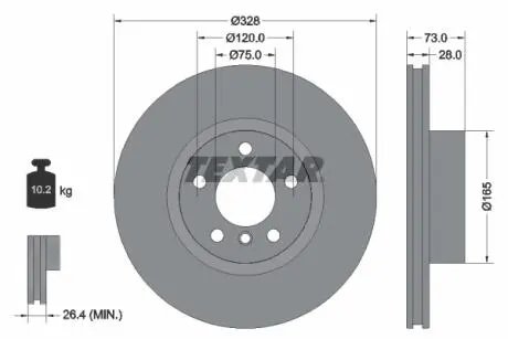 92257103 Гальмівний диск TEXTAR підбір по vin на Brocar