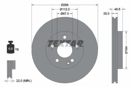 92287705 Гальмівний диск TEXTAR підбір по vin на Brocar