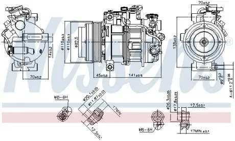 890717 MERCEDES C-CLASS W 205 (14-), MERCEDES E-CLASS W 213, 238 (16-) NISSENS подбор по vin на Brocar