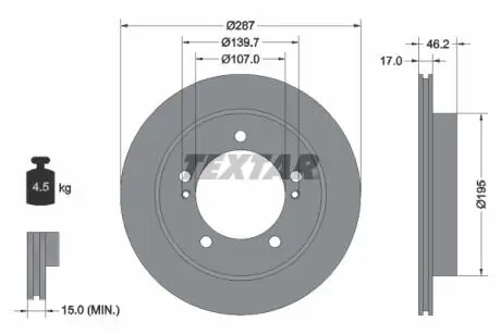 92076400 Тормозной диск TEXTAR підбір по vin на Brocar