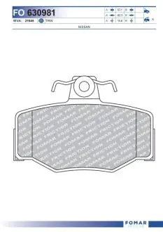 FO630981 Колодки гальмівні дискові FOMAR підбір по vin на Brocar