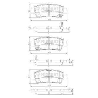 J3612019 Гальмівні колодки, дискове гальмо (набір) NIPPARTS підбір по vin на Brocar