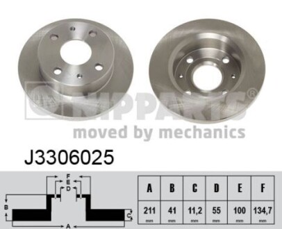 J3306025 Тормозной диск NIPPARTS підбір по vin на Brocar