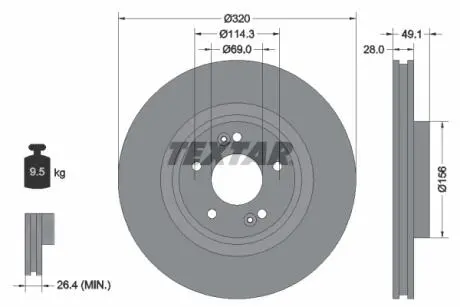 92281803 Тормозной диск TEXTAR подбор по vin на Brocar