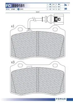 FO899181 KLOCKI HAMULCOWE SEAT IBIZA/LEON 1.8/1.9D 03-05 KPL FOMAR FOMAR підбір по vin на Brocar