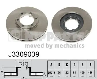 J3309009 Тормозной диск NIPPARTS підбір по vin на Brocar