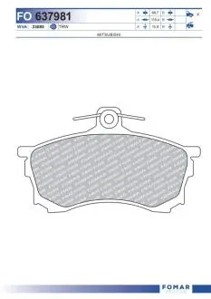 FO637981 KLOCKI HAMULCOWE MITSUBISHI CARISMA 95-99 GR.15MM* FOMAR FOMAR подбор по vin на Brocar