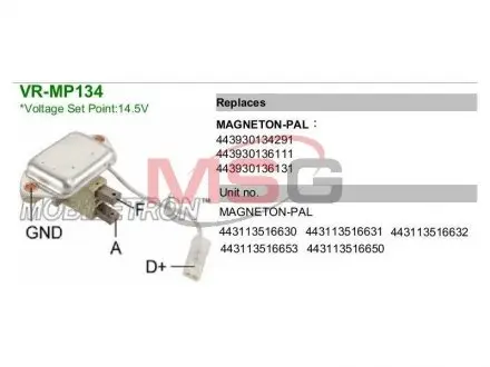 VRMP134 Реле-регулятор генератора (реле зарядки) MOBILETRON підбір по vin на Brocar