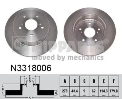 N3318006 Тормозные диски NIPPARTS підбір по vin на Brocar