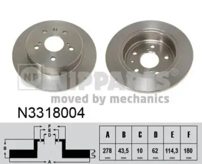 N3318004 Тормозной диск NIPPARTS підбір по vin на Brocar