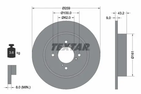 92231403 Гальмівний диск TEXTAR підбір по vin на Brocar