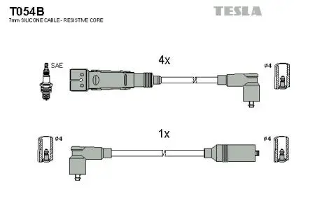T054B Комплект кабелів запалювання TESLA підбір по vin на Brocar
