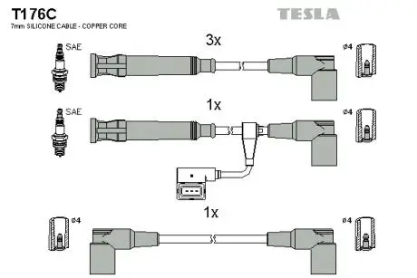T176C Провода зажигания TESLA підбір по vin на Brocar