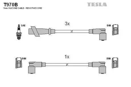 T970B Комплект кабелів запалювання TESLA підбір по vin на Brocar