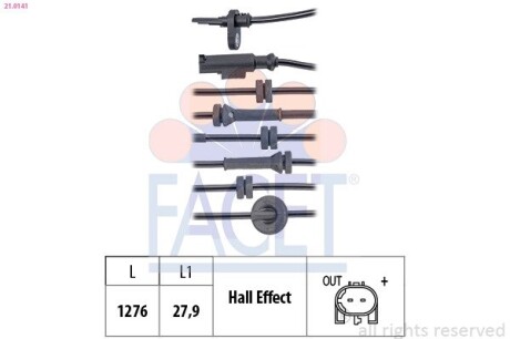 210141 Датчик скорости (ABS) FACET підбір по vin на Brocar