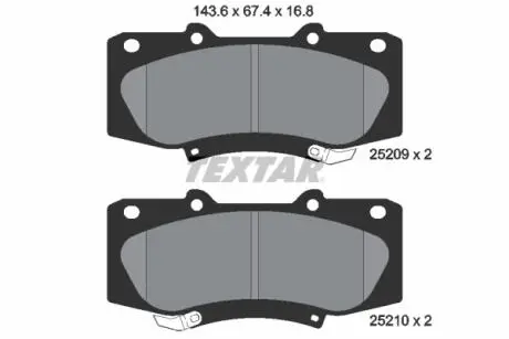 2520901 Колодки гальмівні (передні) Toyota Hilux 2.5/3.0D-4D 04-15 (Advics) TEXTAR підбір по vin на Brocar