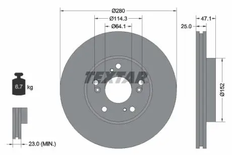 92252503 Тормозной диск TEXTAR підбір по vin на Brocar