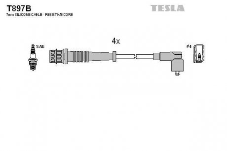 T897B Комплект кабелей зажигания TESLA подбор по vin на Brocar