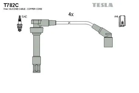 T782C Комплект кабелів запалювання TESLA підбір по vin на Brocar