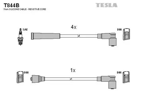T844B Комплект кабелів запалювання TESLA підбір по vin на Brocar