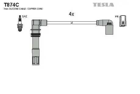 T874C Комплект кабелів запалювання TESLA підбір по vin на Brocar