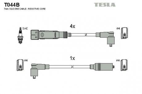 T044B Комплект кабелів запалювання TESLA підбір по vin на Brocar