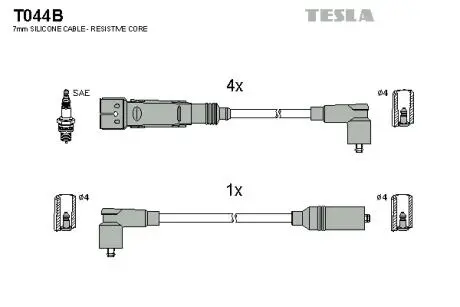 T044B Комплект кабелей зажигания TESLA подбор по vin на Brocar