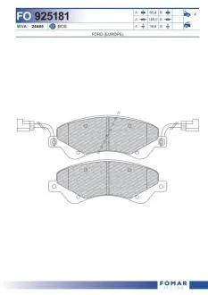 FO925181 Колодки тормозные дисковые FOMAR подбор по vin на Brocar