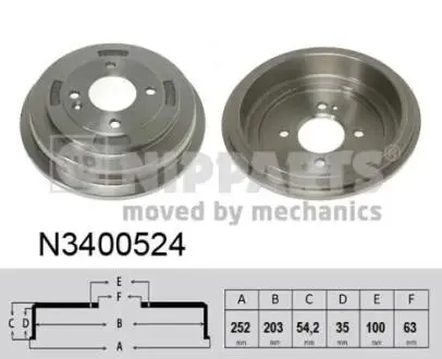 N3400524 Тормозной барабан NIPPARTS подбор по vin на Brocar