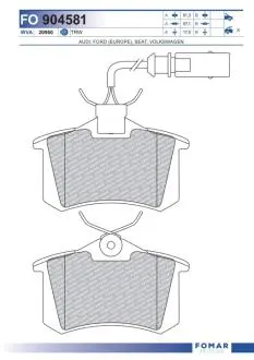 FO904581 Колодки тормозные дисковые FOMAR подбор по vin на Brocar
