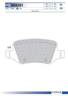 FO909281 KLOCKI HAMULCOWE MERCEDES A160, A170, A190, VAN FOMAR FOMAR підбір по vin на Brocar