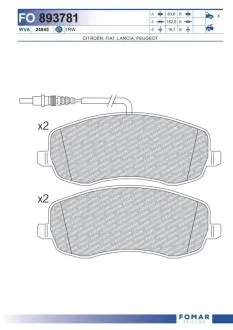 FO893781 KLOCKI HAMULCOWE PEUGEOT 807 06> CITROEN C8 SZT FOMAR FOMAR подбор по vin на Brocar