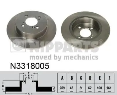 N3318005 Тормозной диск NIPPARTS подбор по vin на Brocar