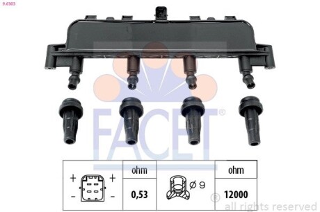 96303 Катушка зажигания FACET подбор по vin на Brocar