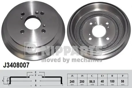 J3408007 Тормозные барабаны NIPPARTS підбір по vin на Brocar