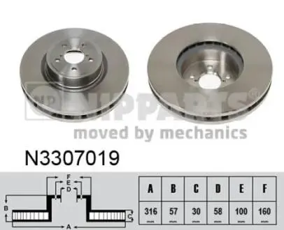 N3307019 Тормозной диск NIPPARTS подбор по vin на Brocar